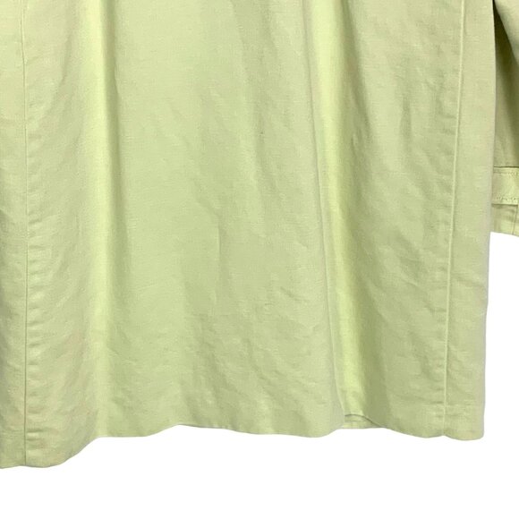 J. Jill Button Trench Jacket Linen Blend Long Sleeve Button Front PS Lime Green - Picture 6 of 12